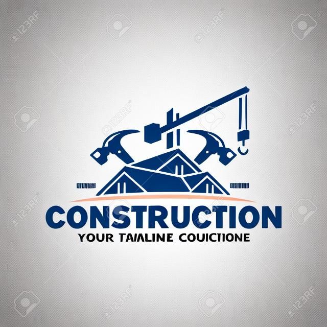 Szablon logo budowy, odpowiedni dla marki firmy budowlanej, format wektorowy i łatwy do edycji