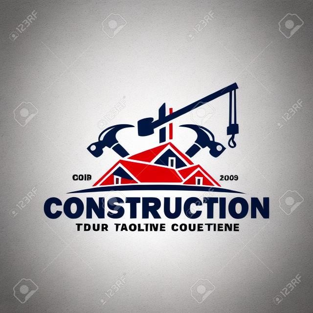 Modello di logo di costruzione, adatto per il marchio della società di costruzioni, formato vettoriale e facile da modificare