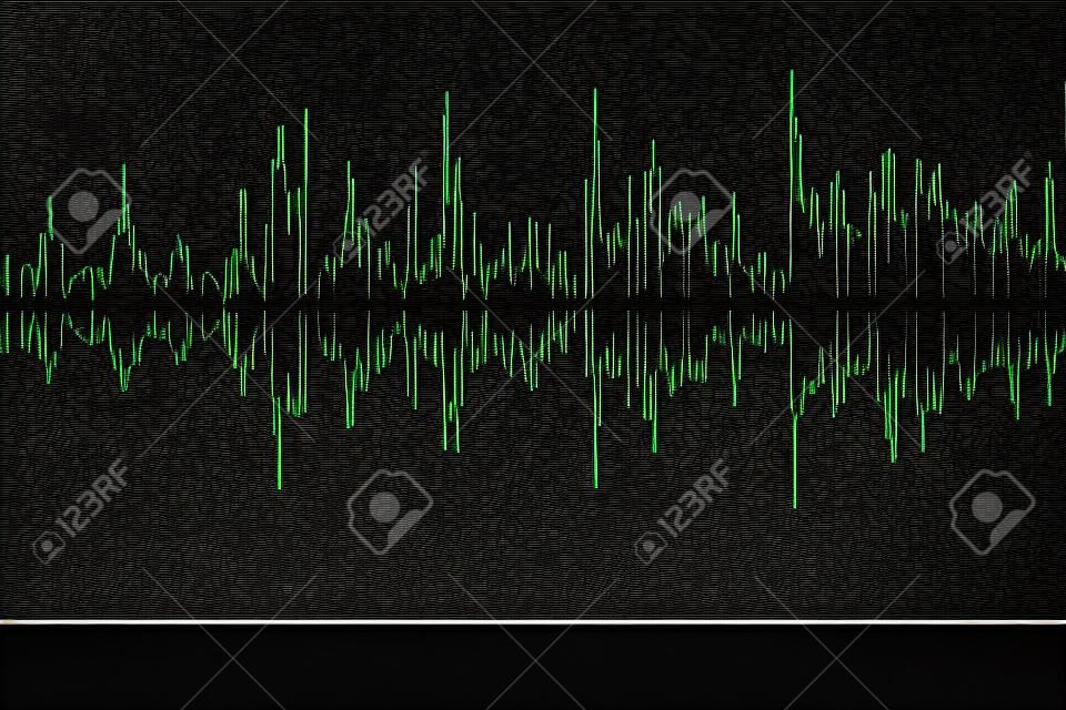 音頻工作室數碼錄音電腦屏幕上的畫外音聲波。