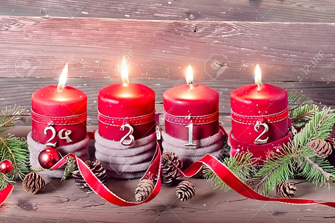 Four red christmas candle for advent