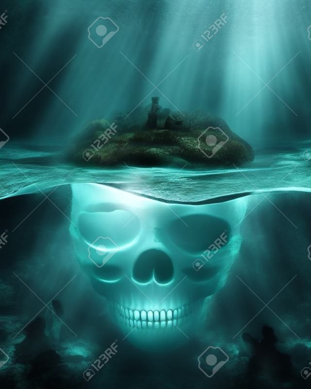 Île fantasmagorique fantastique. godille sous-marine