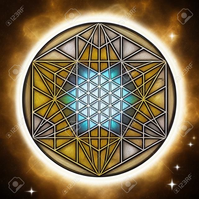 Heilige geometrie symbolen en elementen. Alchemie, religie, filosofie, astrologie en spiritualiteit thema's