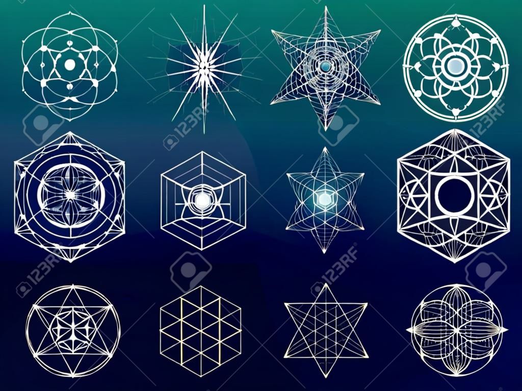 Священные символы геометрия и элементы. 12 в 1. Alchemy, религия, философия, астрология и духовности темам