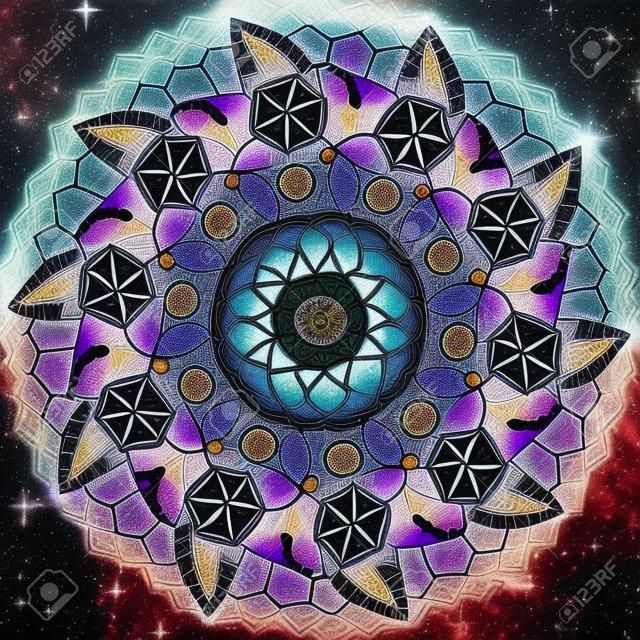 Heilige geometrie kosmische mandala. Alchemie, religie, filosofie, astrologie en spiritualiteit thema's
