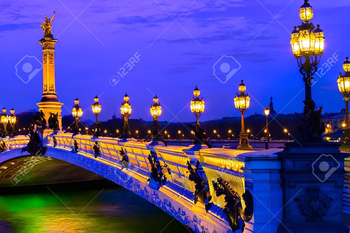 Pont Alexandre III (Alexander il terzo ponte) sul fiume Seine a Parigi, Francia