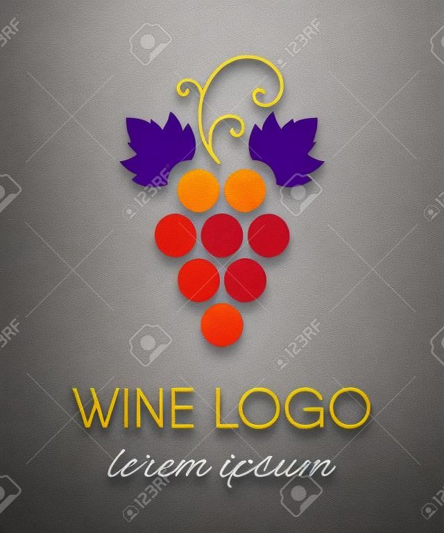 シンプルな背景に分離されたブドウのロゴデザイン要素。