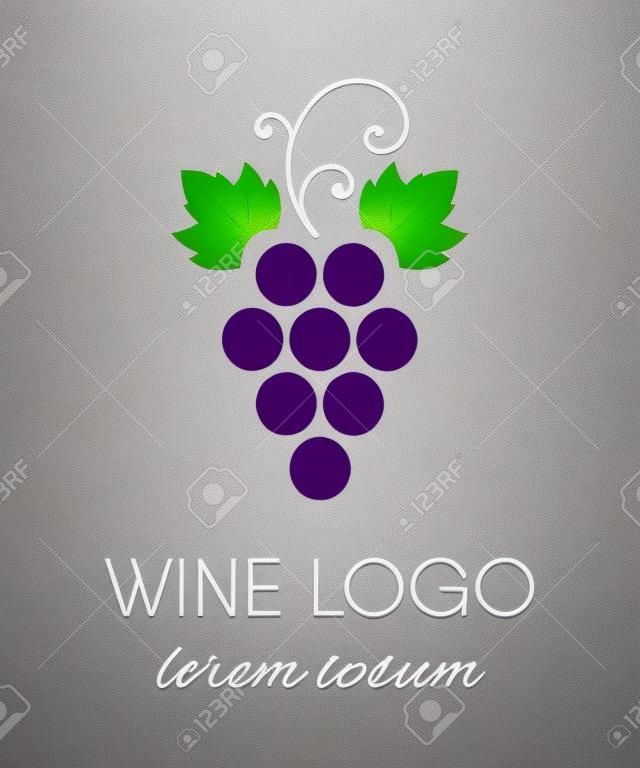 在朴素的背景上孤立的葡萄徽标设计元素。