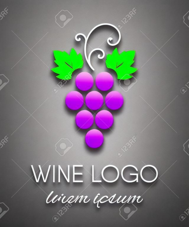 在樸素的背景上孤立的葡萄徽標設計元素。