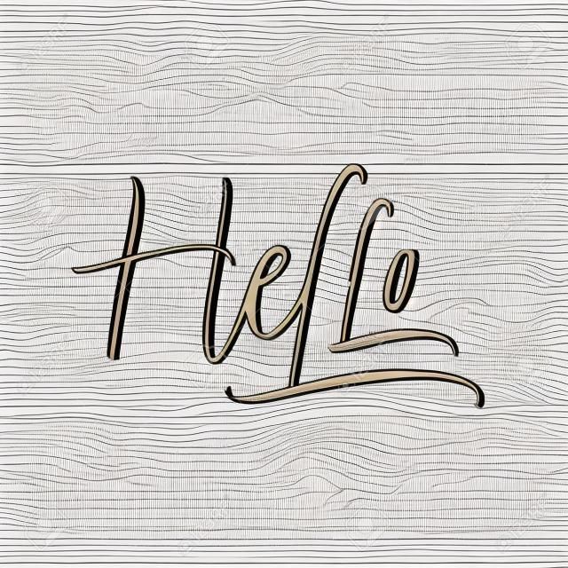 Hello hand lettering. Dry brush trace. Artistic calligraphy on white background. Vector illustration.