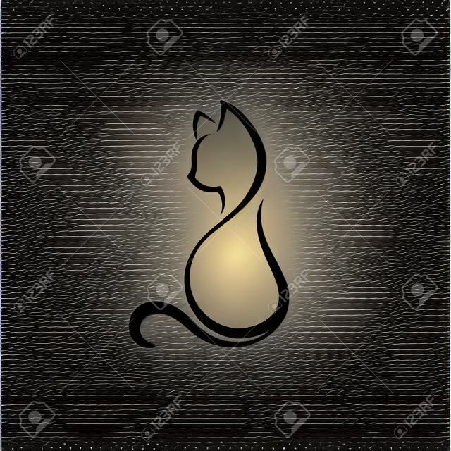 Silhouette simple de chat. Illustration vectorielle isolée sur fond blanc