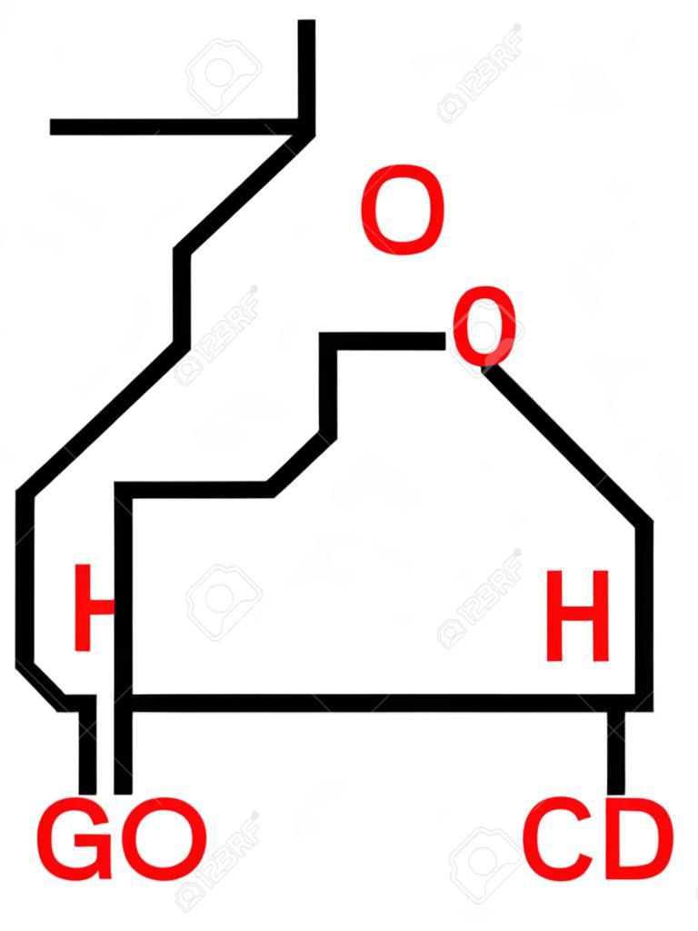 La glucosa (alfa-D-glucopiranosa) fórmula estructural