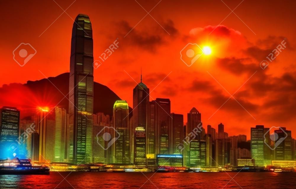 Sunset above Hong Kong downtown