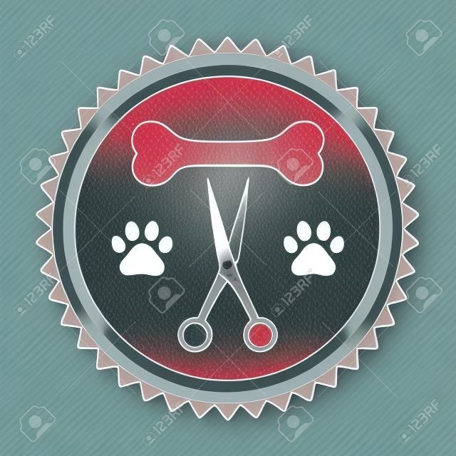Illustration of a pet grooming logo. Dog beauty salon emblem.