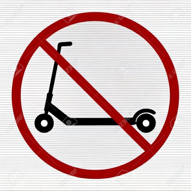 illustration sign prohibited scooter movement in red crossed out circle on white background