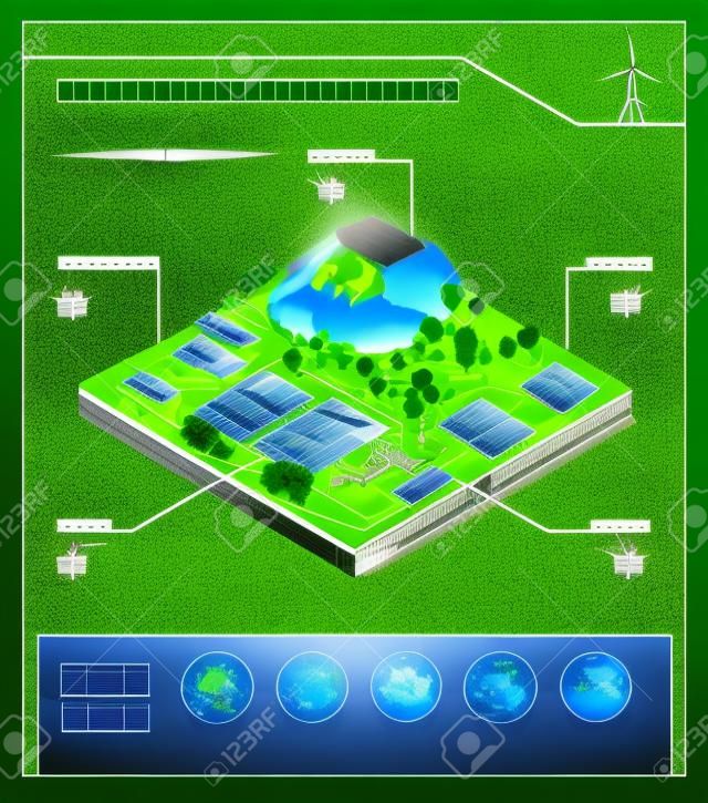 Green power production and renewable energy resources: hydropower, geothermal power, bio energy, wind power and photovoltaic solar panels