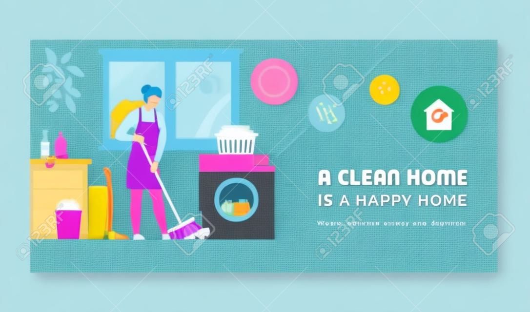 A clean home is a happy home: chores and home cleaning concept