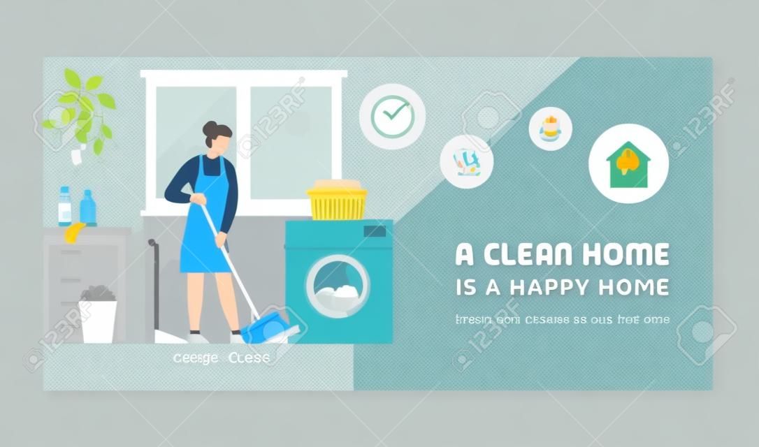 A clean home is a happy home: chores and home cleaning concept