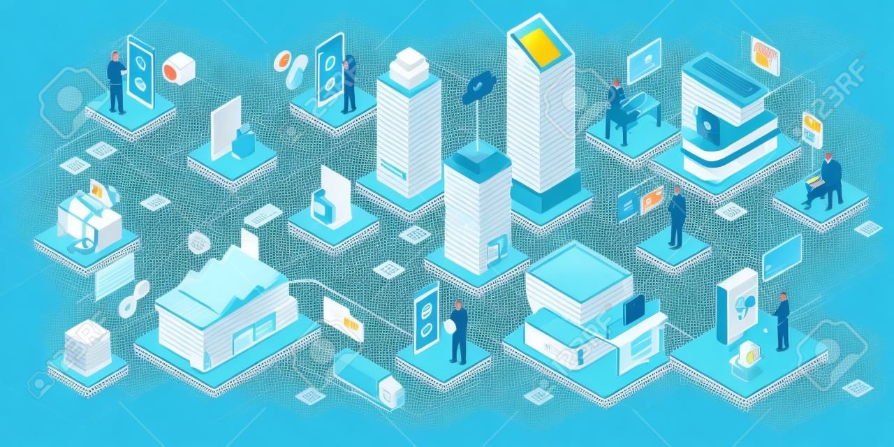 Blockchain-Anwendungen und Online-Dienste: Gesundheitswesen, Unternehmen, Einzelhandel, Industrie, Transport und Sicherheit