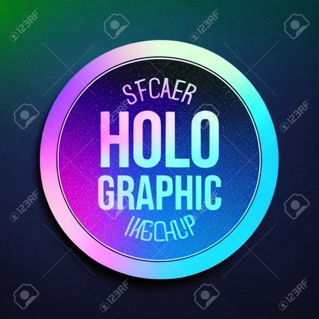 Holographic stickers. Holography gloss shapes. Vector gradient labels mockup