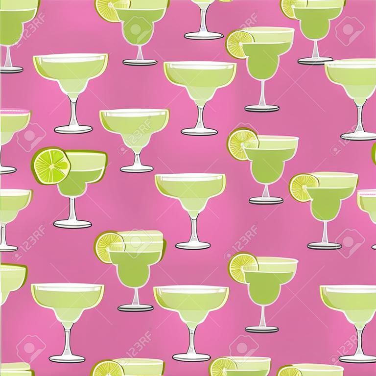 Margarita cocktail seamless pattern. Alcohol drink background.