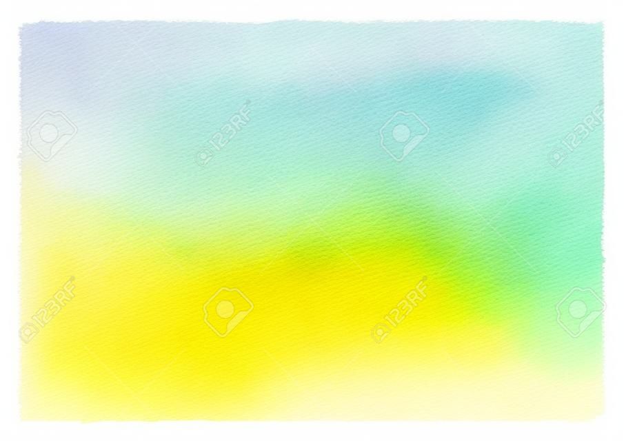 Aquarell Farbverlauf abstrakt Hintergrund mit rauen, unebenen Kanten. Mint grün und gelb lackiert Vorlage. Sommer, Urlaub Kulisse. Vertikale Verlaufsfüllung. Hand gezeichnet Aquarell Textur.