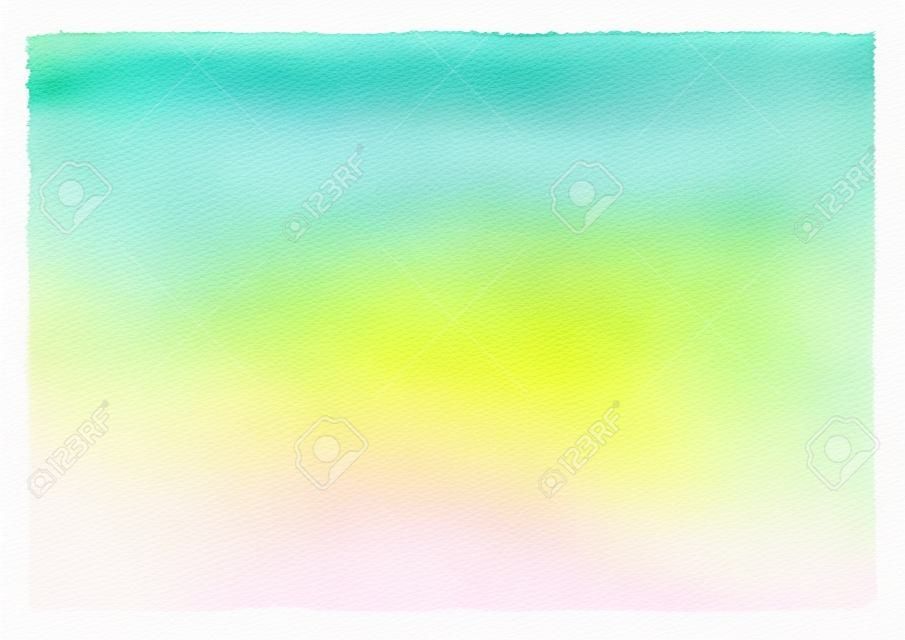 Watercolor gradient abstract background with rough, uneven edges. Mint green and yellow painted template. Summer, holiday backdrop. Vertical gradient fill. Hand drawn watercolour texture.
