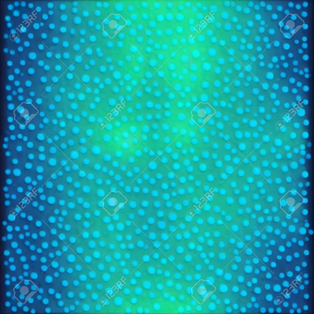 Luminous, fluorescent cyan splash, speckle, fleck vector seamless pattern. Hand drawn abstract spray texture. Neon blue and green uneven spots, dots, blobs on black backdrop. Surreal background.