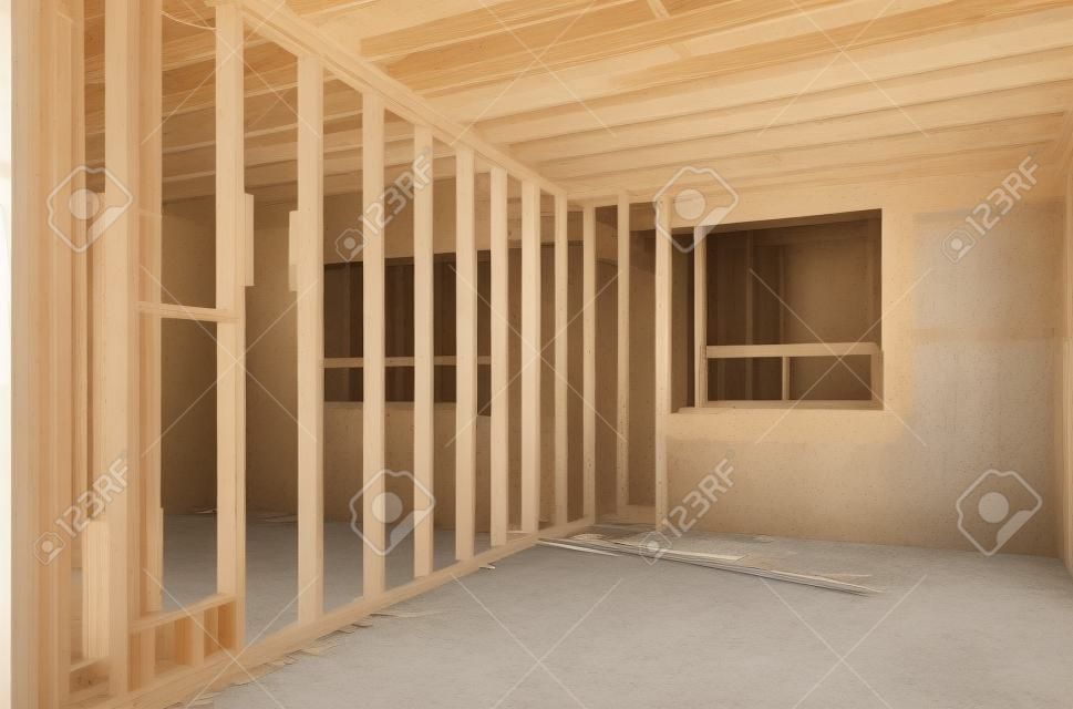 Wnętrze domu w aktualizacji jelita na budowie