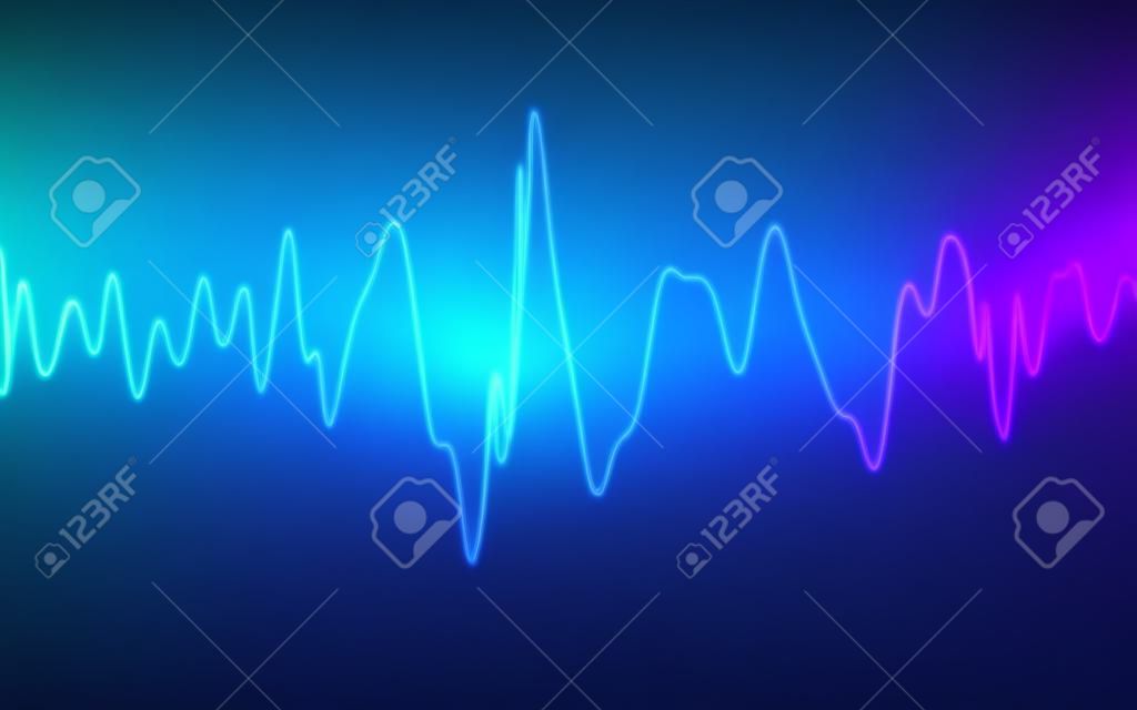 luz de visualización de fondo digital de onda de sonido azul abstracto sobre fondo oscuro