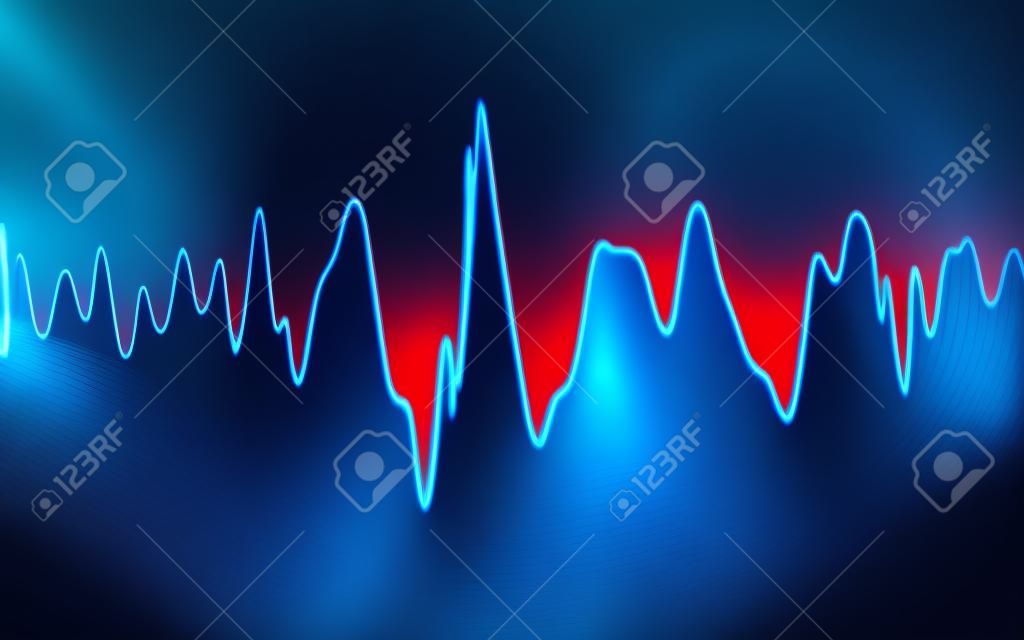 abstract blue sound wave digital background visualization light on dark background