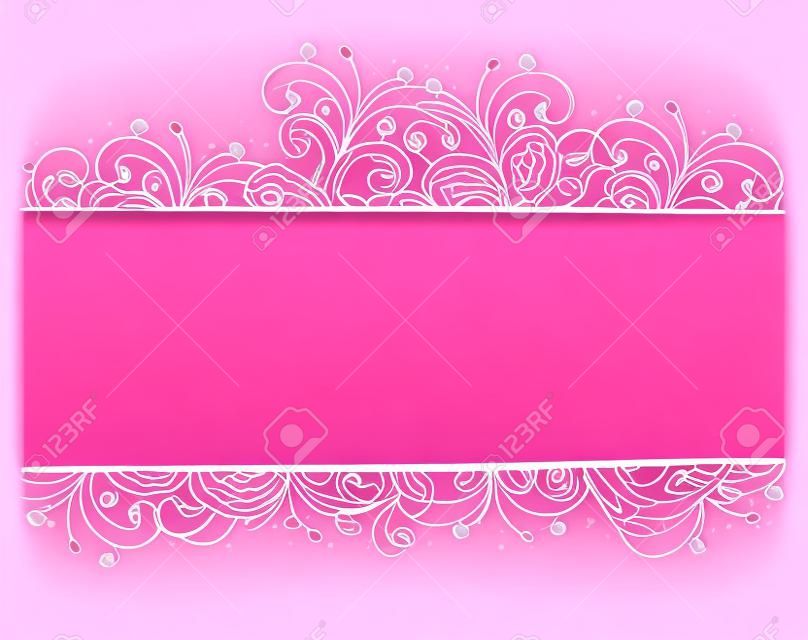 Ilustración vectorial de una frontera de flores de color rosa