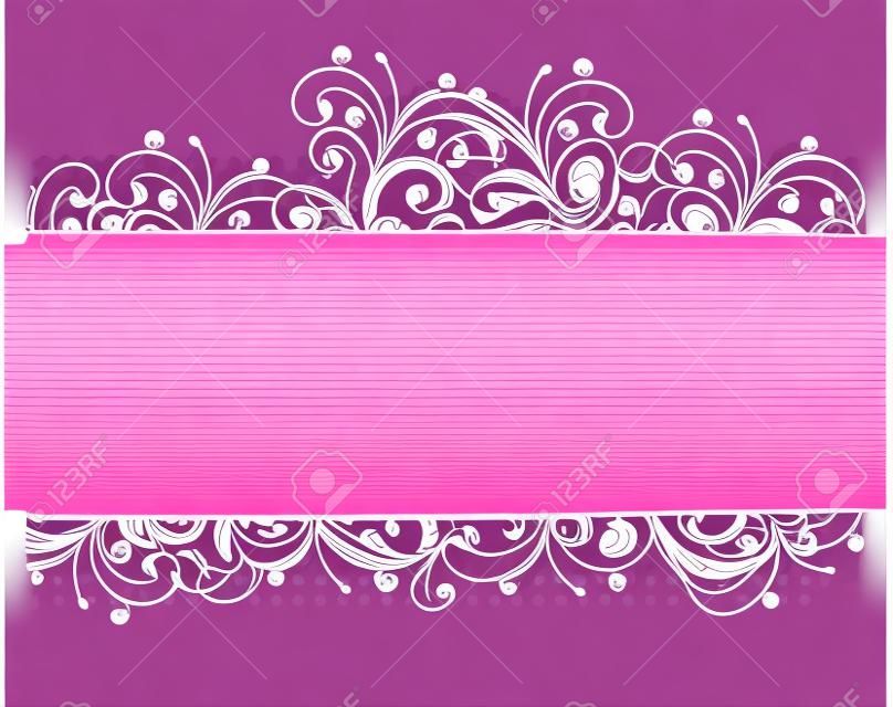Ilustración vectorial de una frontera de flores de color rosa
