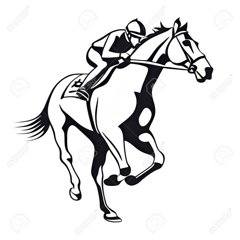 Vector illustration of a racing horse and jockey