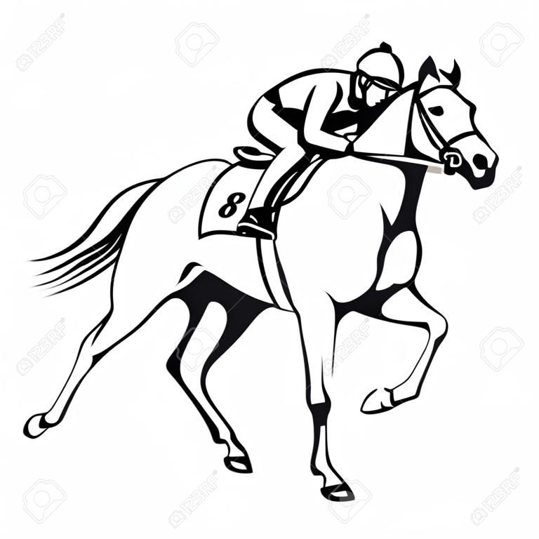 Vektor-Illustration eines Rennpferdes und Jockeys