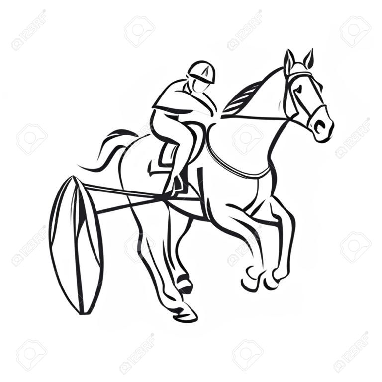 Ilustración de vector de un caballo de carreras y jinete