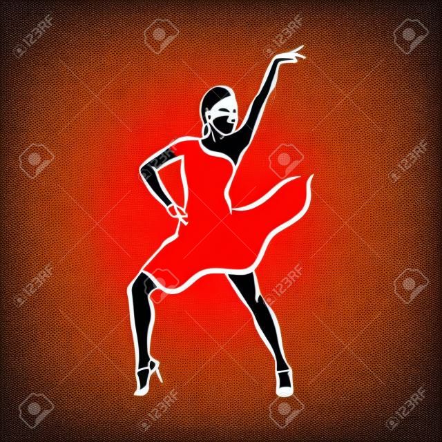 Ballerina ragazza danza latinoamericana, illustrazione di schizzo vettoriale