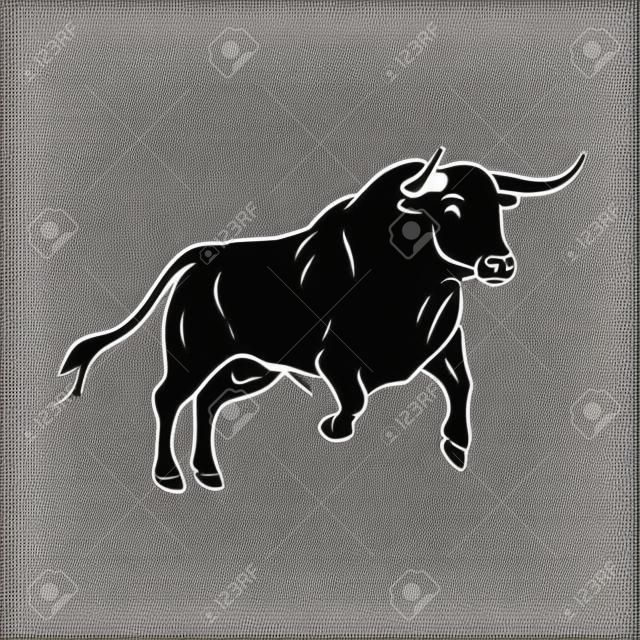 black and white linear paint draw bull vector illustration