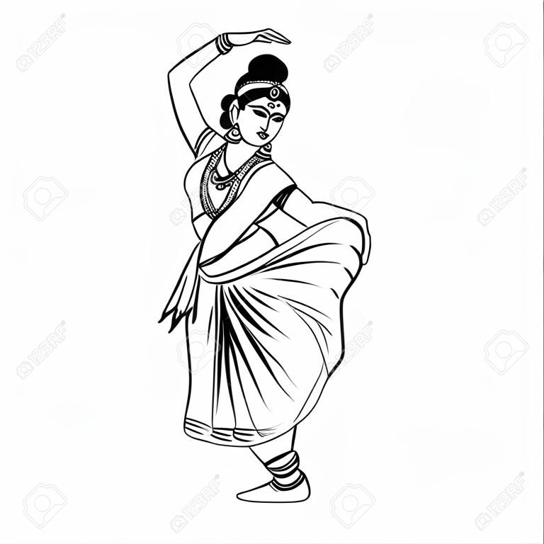 Zarys szkic indyjskiej tancerki tancerki