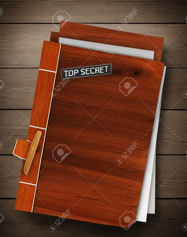 archivo de alto secreto en la mesa de madera