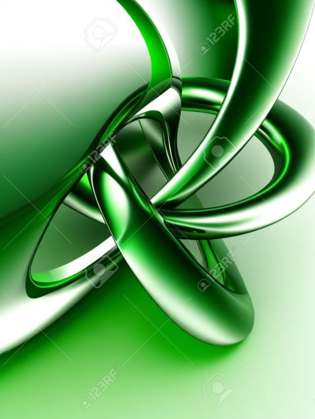 Forme 3D de la surface de la courbe de vert métallique isolé sur fond blanc.