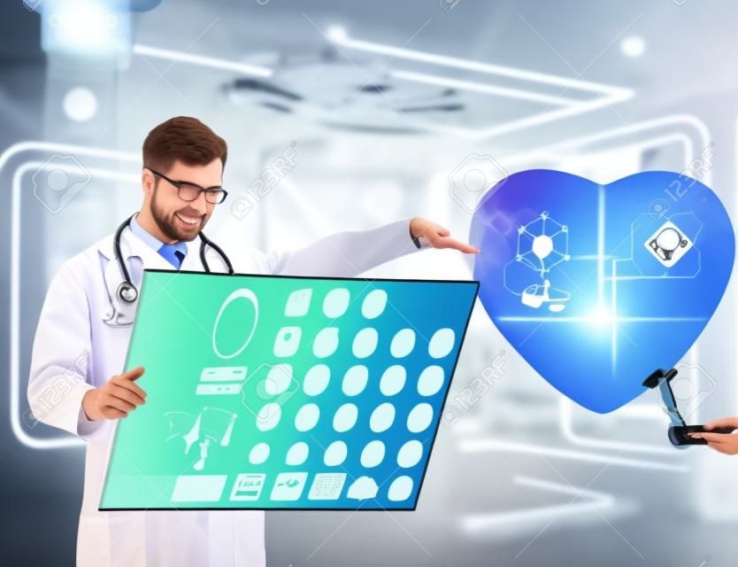Telemedicine concept with remote monitoring of heart condition