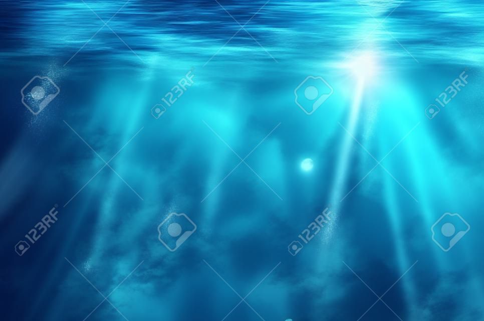 抽象的な水中の深い青色の背景