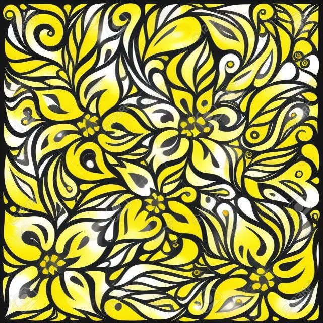 Amarelo colorido floral papel de parede design de padrão de fundo