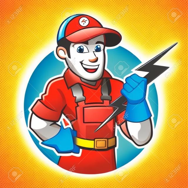electrician mascot cartoon in vector