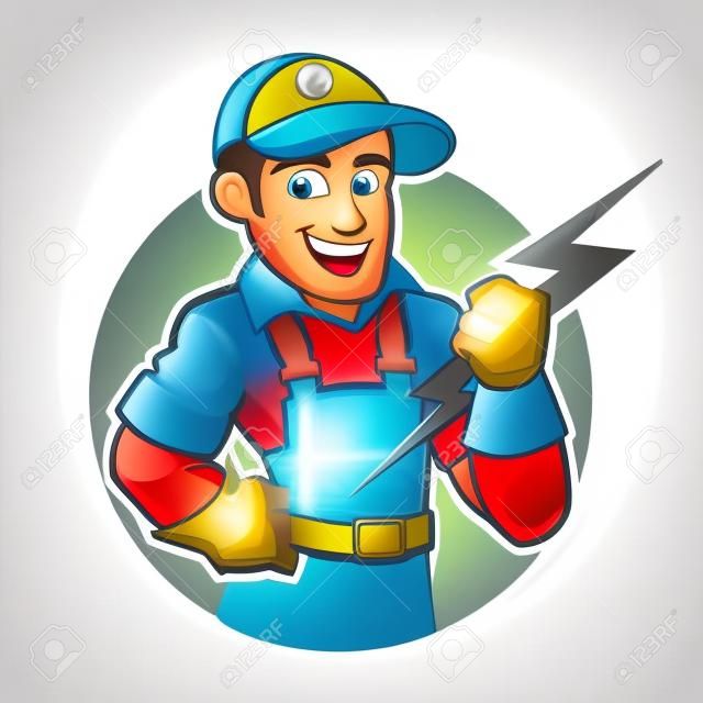 electrician mascot cartoon in vector