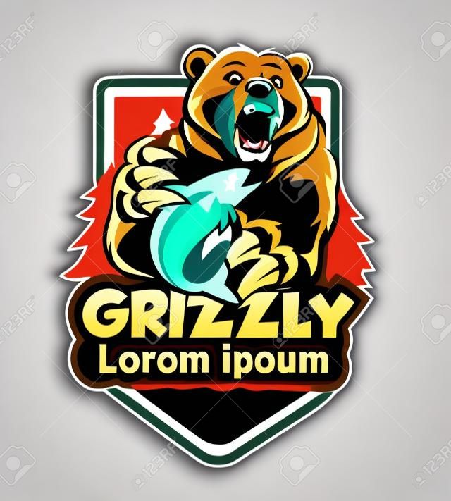 grizzle bear logo cartoon in vector