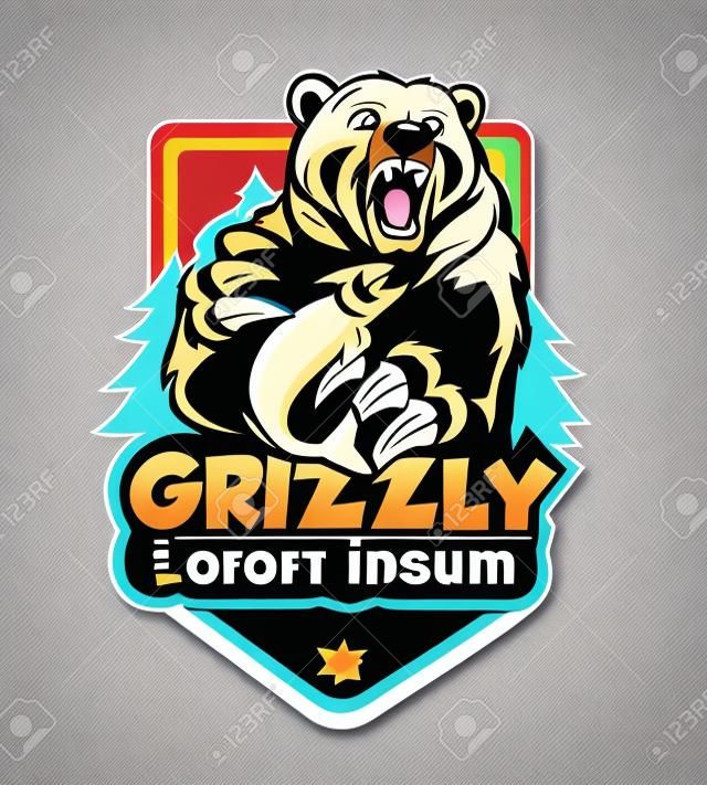 grizzle bear logo cartoon in vector