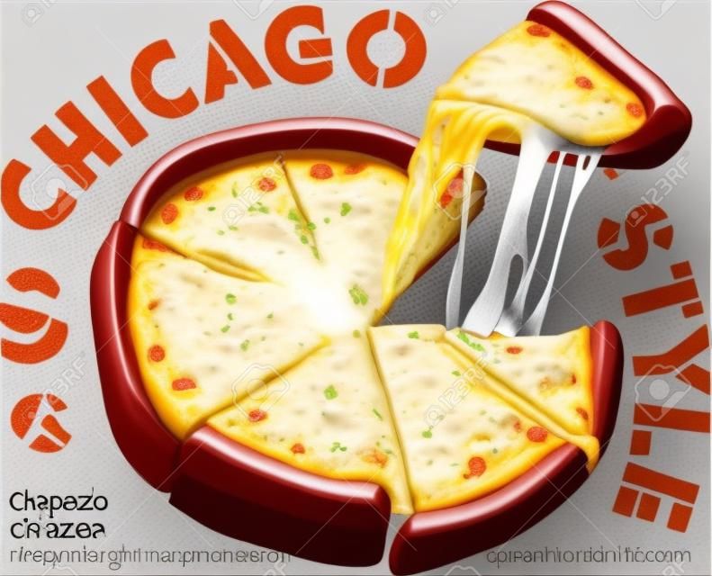Веселый глубокое блюдо пицца благоприятствования Чикаго стиль питания.