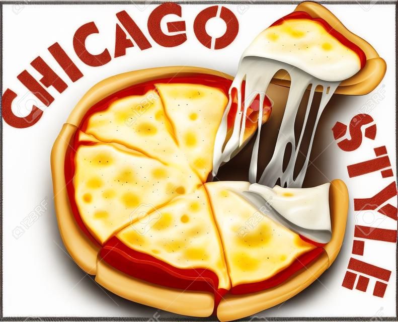 Cheesy deep dish pizza is a favored Chicago Style food.