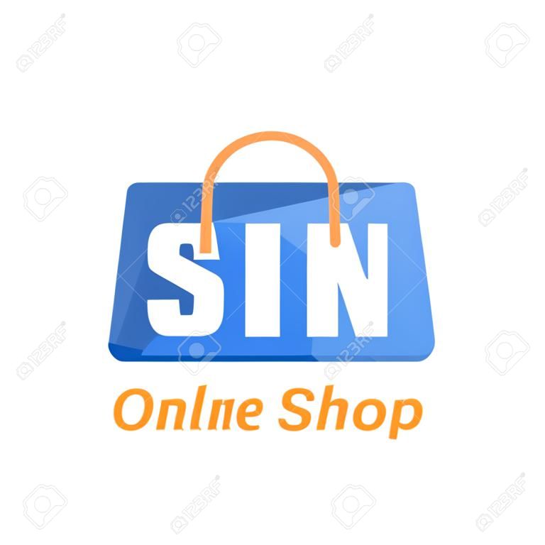 SN Letter Logo Design with Shopping Bag Icon. The concept of a modern online shopping logo